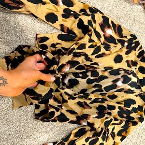 size small high neck cheetah print top